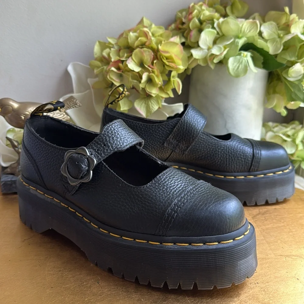 Dr Martens Women's Addina Flower Buckle Platforms